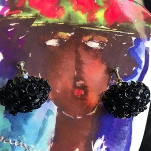 Vintage Raspberry Round Beaded Sequin Screw Ons